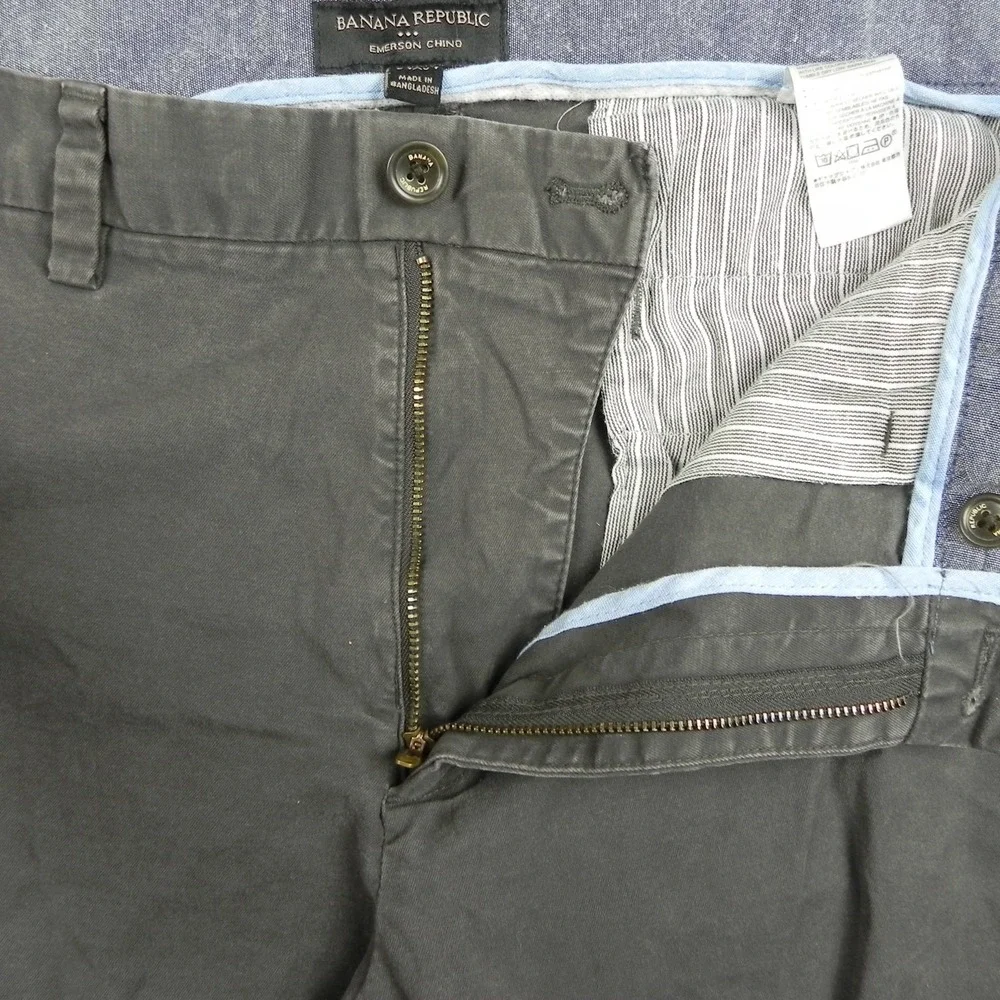 Banana Republic Pants Mens 34x32 Emerson Chino Casual Stretch Flat Front‎ Gray